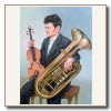 Mit Violine und Tuba. Öl auf Leinwand, 40x30 cm